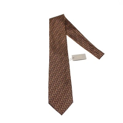 Tom Ford NWT Neck Tie in Light/Dark Brown Chevron 100% Silk Made in Italy - Image 1 of 4