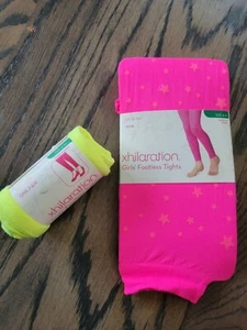 Girls Tights Size 4-6 Pink Stars and Quarry Yellow- 2 pairs - Picture 1 of 3