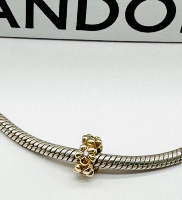 Pandora 14K Gold Flower Spacer with Diamonds - 750436D Retired Rare - Image 1 of 4