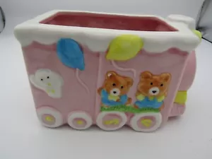 LUV Imports Vintage Baby Train Planter Pink Bears Balloons China - Picture 1 of 7