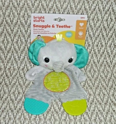 Bright Starts Snuggle & Teethe Plush Elephant Teether Baby Toy Gift BPA Free - Image 1 of 4