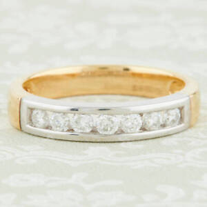 Diamond Eternity Ring - 18ct 2 Colour Gold - Size M ½