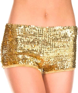MUSIC LEGS Damen Pailletten Booty Shorts, Gold, Einheitsgröße - Bild 1 von 1