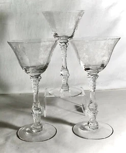 3 Cambridge Crystal Rose Point 6" 3 Unzen Cocktailstiele - Bild 1 von 2
