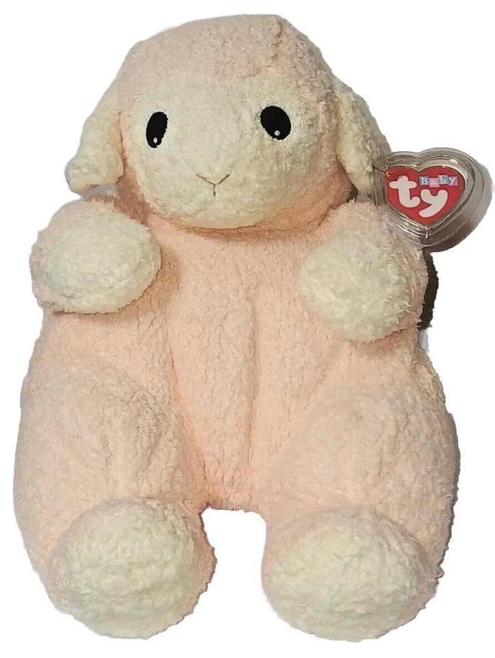 Baby Ty Lamybaby Plush Lamb Orange Sheep Pastel Lamby Stuffed Animal Rattle 90s