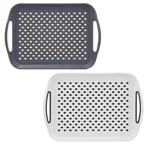 Serving Tray X 2. Non Slip Plastic Rubber Gripper -1 Grey and 1 White Doted - Picture 1 of 3