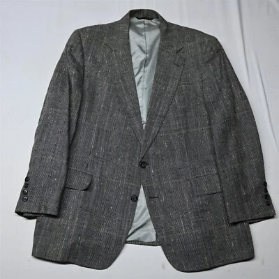 Blazer Abrigo Deportivo Traje Chaqueta De Colección Hecho en EE. UU. 44R Gris Glenn Check Seda Tweed Para Hombres Foto 1 de 4