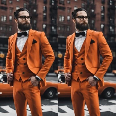 Fashion Men Suits Slim Fit Formal Prom Peak Lapel Tuxedos Prom Single Breasted - Image 1 of 4