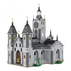 Modubrix Mocs Building Blocks Medieval Cathedral Castle Bricks Toys Sets 1445pcs - Picture 1 of 7