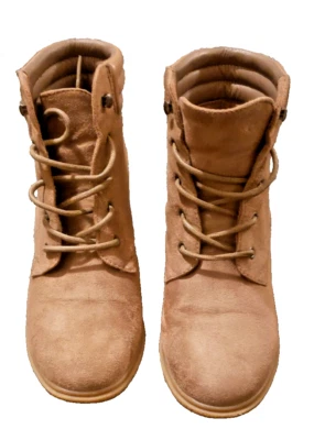 Gretta Taupe Cuña Silueta Tobillo Encaje Tacón Botas Botines Zapatos Microfibra 7 Foto 1 de 4