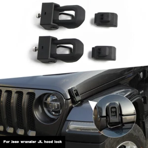 2x Hood Catch Bracket Cover Latches Locking Buckle Kit for Jeep Wrangler JL 18+ - Picture 1 of 8