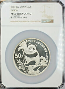1987 Silver Panda 5 oz 50 Yuan NGC PF65 Ultra Cameo