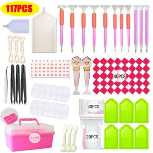 15-117Pcs/Set DIY Diamond Painting Tools Box Pen Accessories Set Kit Art Crafts - Picture 1 of 13