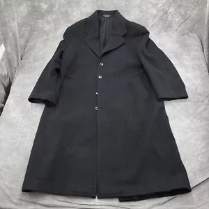 Perry Ellis Overcoat Men 48R Black Wool Cashmere Classic Career Party - Picture 1 of 12
