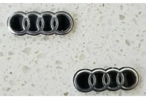 2 x AUDI KEY FOB BADGE EMBLEM 16mm X 6mm - Picture 1 of 1