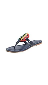 Sandalias Miller Tory Burch para mujer, arco iris brillante/azul marino real, azul, rayas, 7,5 - Imagen 1 de 6