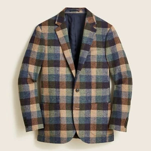 J Crew 39R Ludlow Magee Herringbone Tweed Slim Fit Plaid Wool Blazer Jacket 38 - Picture 1 of 11