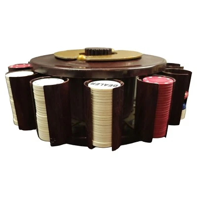 Carrito de fichas y cartas de póker vintage Turnit MFG CO años 50 mármol baquelita con fichas Foto 1 de 4