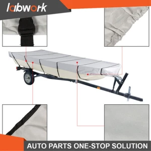 Labwork 12ft-18ft Water Proof Heavy Duty Trailerable For Jon Boat Cover Grey - Picture 1 of 14