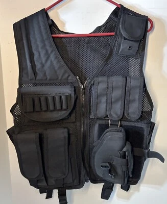 Chaleco táctico negro Barska Loaded Gear VX-200 mano derecha con funda BI12018 Foto 1 de 4