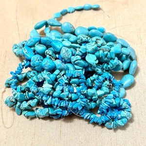 Imitation Turquoise Stone Beads: Nugget, Teardrop, Chip - 6 Strands - Picture 1 of 12