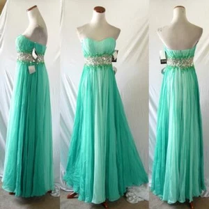 NEW Sean Collection AQUA Embellished Waist PLEATED Ombré Chiffon Straples GOWN 0 - Picture 1 of 12