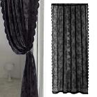 Black Lace Flower Net Curtains Voile Fashion Drape Panels Tulle Window Curtains