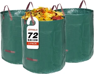 3PACK Reusable Garden Waste Bags 72 Gallon Yard Leaf Lawn Trash Heavy Duty Bags - Picture 1 of 6
