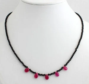 Spinell Rubin Kette Edelsteinkette Fecettierte Schwarz Rot Neu Designer Collier - Picture 1 of 2