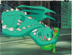 THE REAL GHOSTBUSTERS Animation Cel aus SURELY YOU JOUST Slimer & Dragon - Bild 1 von 8