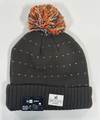 NEW ERA X NFL ' CLEVELAND BROWNS REMOVABLE POM-POM BEANIE ' BROWN/ORANGE - Image 1 of 3