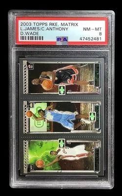 2003 topps matrix #0 lebron james, dwyane wade, carmelo anthony rc; rookie PSA 8 - Image 1 of 3