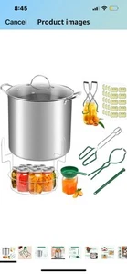 21.5 Quart Water Bath Canner Stainless Steel Canning Pot Tools Set W/ Glass Lid - Picture 1 of 3