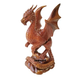 Dragon Wood Carving Unique Sculpture, Chinese Dragon, Mystical Animal, Handmade - Picture 1 of 5