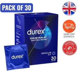 Condones de látex grueso extra seguros y lubricados Durex - Paquete de 30 - Imagen 1 de 5