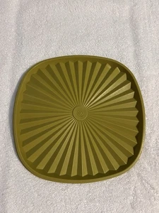 Vintage Tupperware Starburst Push Button Replacement Avocado 9" Servalier Lid - Picture 1 of 7