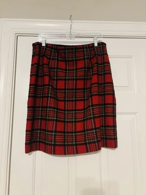 Falda TALBOTS Roja Tartán Mezcla Lana a Cuadros Talla 12 Fiesta de Navidad Foto 1 de 4