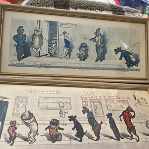 SET OF 2 VINTAGE BORIS O'KLEIN ETCHINGS FROM DIRTY DOGS OF PARIS SERIES - Picture 1 of 17