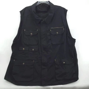 Boulder Creek Utility Vest Uomo 5XL Grande Nero Multitasche Viaggio Pesca Cotone - Foto 1 di 10