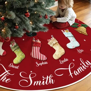Personalisierter Weihnachtsbaum Rock, individueller Familienname Weihnachtsdeko, Weihnachtsgeschenk - Bild 1 von 7