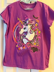 Pre-Loved The Children’s Place Purple Unicorn Halloween Graphic Tee Size XL12/14 - Picture 1 of 5