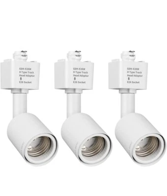 H Type Track Lighting Head to E26 Medium Screw Base Adapter Light Pack of 3 - Image 1 of 4