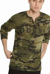 Guess Rand Camuflaje Hombre Manga Larga Logo Medio Seco Musgo - Imagen 1 de 3