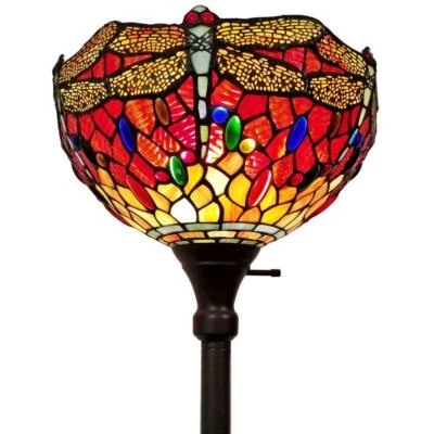 Amora Lighting Floor Lamp Tiffany Style Dragonfly Glass Torchiere 72 in. Height - Image 1 of 3