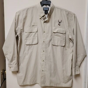 O'Keefe's Reef Vented Fishing Shirt Men's XL Embroidered Deer Roll Up Tab Sleeve - Picture 1 of 6