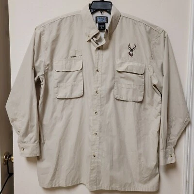 O'Keefe's Reef Vented Fishing Shirt Men's XL Embroidered Deer Roll Up Tab Sleeve - Image 1 of 4