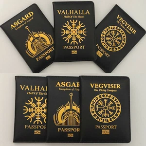 Funda de pasaporte vikingo bolsa de documentos billetera de viaje billetera billetera - Imagen 1 de 8