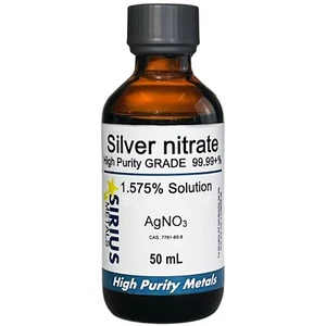Silver Nitrate Solution (CAS# 7761-88-8) - 1.575% as AgNO3, 1.0% as Ag - 50 mL - Picture 1 of 6