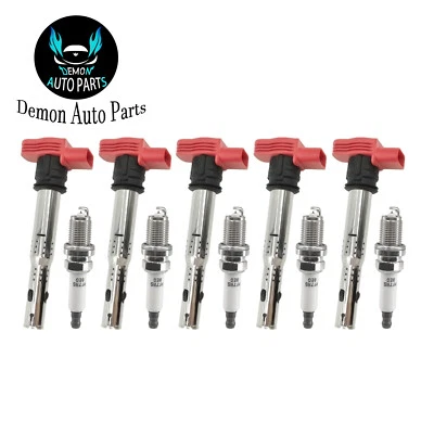 Bobina de encendido y bujía para Volkswagen Jetta 2,5 L L5 2007-2015 UF529 5 piezas Foto 1 de 4