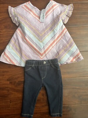 Gymboree Jessica Simpson Bebé Niña 3/6M Conjunto Vestido/Pantalones Multicolor Corto Slv Foto 1 de 4